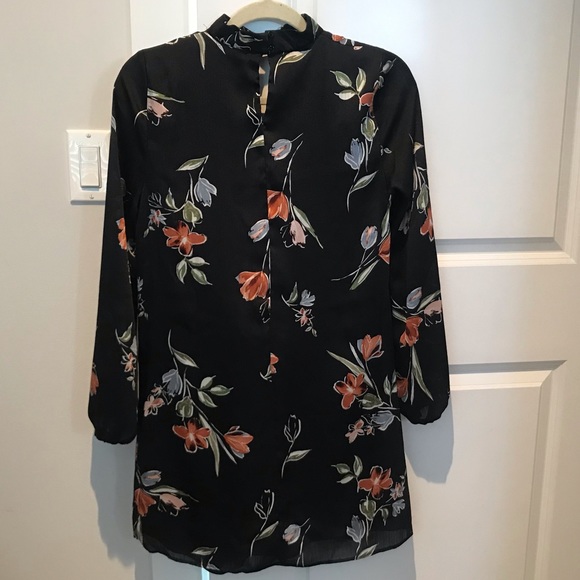 Atmosphere L/S navy blue floral dress - Picture 3 of 4